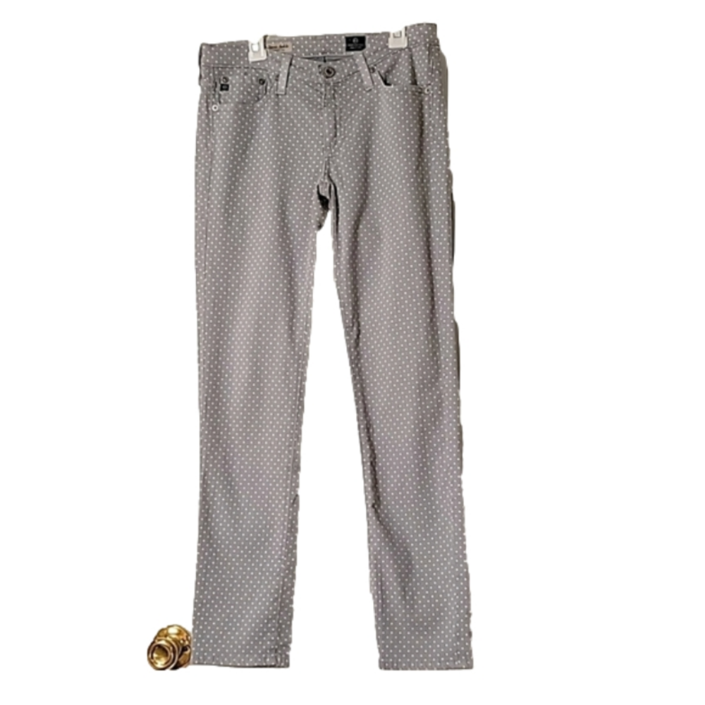 Ag Adriano Goldschmied STEVIE ankle slim straight leg "dot gray" size 26R, EUC